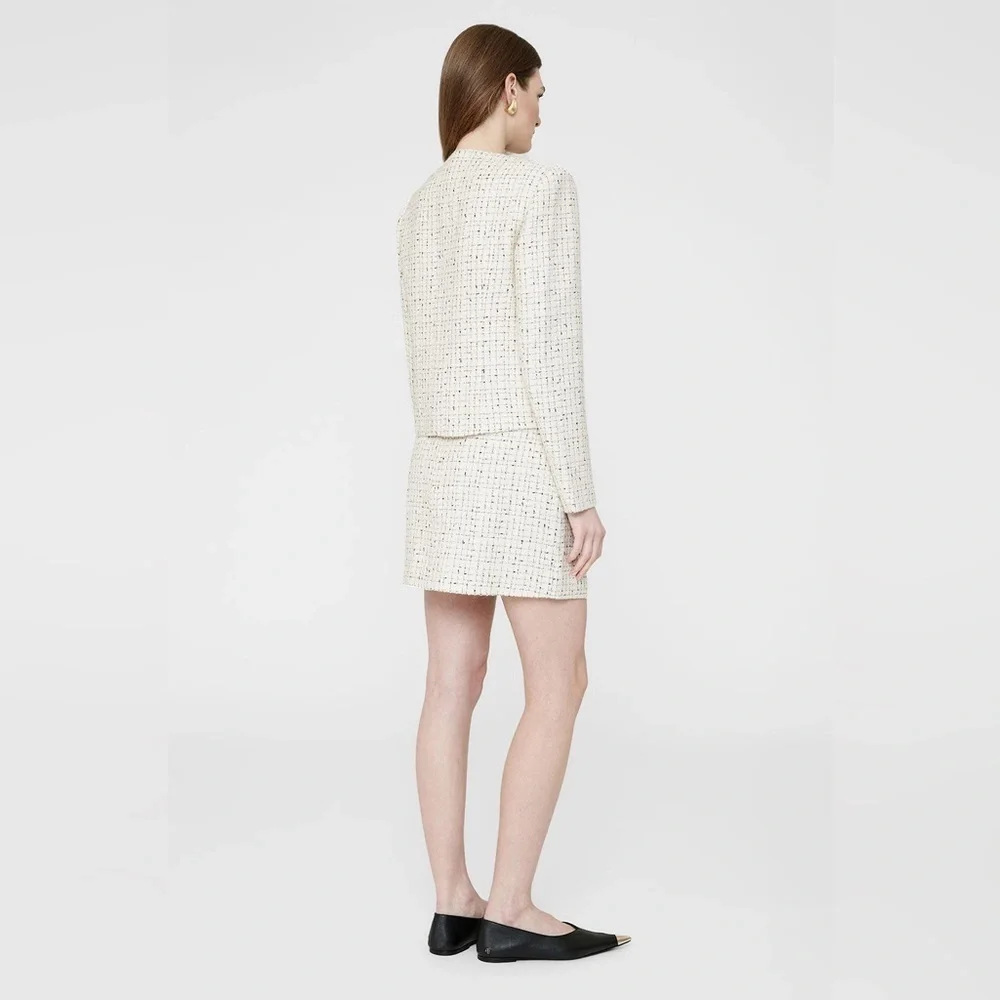 ANINE BING NWT Mateo Tweed Ivory Mini Skirt